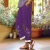 to Lightening Women's Summer Casual Linen Pants Velvet Pants for Women High Waist Yoga Pants Cargo Pants Plus Size Women to Purple 3X-Large view 3