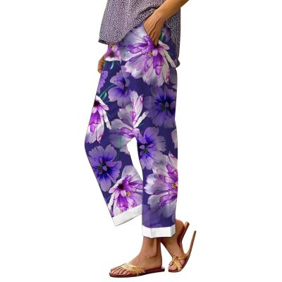 Placed Recently by Me Women's Summer Casual Linen Pants Navy Blue Trousers for Women Formal Maternity Pants Floraljumpsuits for Women to Dark Blue Large