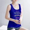 Custom Tank Tops for Woman Personalized Tank Tops with Logo Name Photo Design Your Own Printed Scoop Neck Customized Sleeveless Shirt Navy Large view 2