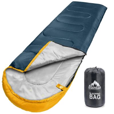 MEREZA Sleeping Bags XL for Adults Mens Large Wide Sleeping Bag for Camping & Backpacking Big and Tall Sleeping Bags for Women 4 Season Warm & Cool Weather with Compression Sack Bermuda Bue&Yellow