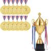 Caydo 12 Pieces Volleyball Medals with 16.3Inch Gold Award Trophy Large Winner Trophy Cup with Golden Pen for Kids and Adults for Sports, Competitions, Tournaments view 1
