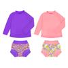 BIG ELEPHANT 2 Pcs Rash Guard Swim Diapers Sets for Unisex Baby, Boys Girls Long Sleeve Swimsuit with UPF 50+ Sun Protection Orange/Purple view 1