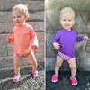 BIG ELEPHANT 2 Pcs Rash Guard Swim Diapers Sets for Unisex Baby, Boys Girls Long Sleeve Swimsuit with UPF 50+ Sun Protection Orange/Purple view 2