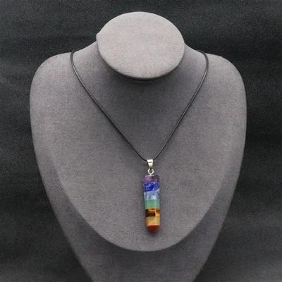 KatLin Decorative Ornaments Natural Multi-Stone Spliced Crystal Hexagonal Pendant Chakra Stone Pillar Point