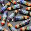 KatLin Decorative Ornaments Natural Multi-Stone Spliced Crystal Hexagonal Pendant Chakra Stone Pillar Point view 3