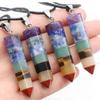 KatLin Decorative Ornaments Natural Multi-Stone Spliced Crystal Hexagonal Pendant Chakra Stone Pillar Point view 4