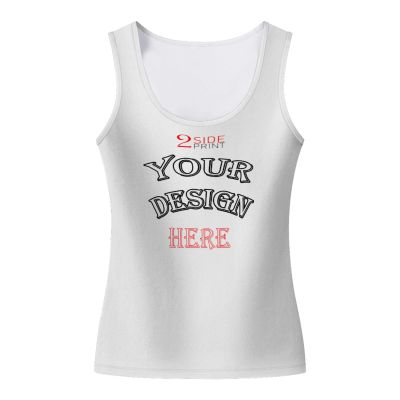 NineFit Basics Custom Tank Tops for Women Personalized Tank Tops with Logo Name Photo Design Your Own Print Scoop Neck Customized Sleeveless Shirt White Medium