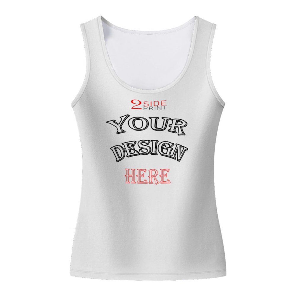 NineFit Basics Custom Tank Tops for Women Personalized Tank Tops with Logo Name Photo Design Your Own Print Scoop Neck Customized Sleeveless Shirt White Medium