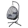 Artisan Outdoor Wicker Swing Chair with Stand for Balcony, 37" Lx35 Dx78 H (Grey) view 2