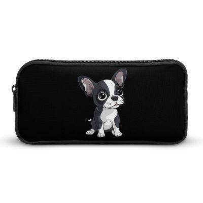 Boston Terrier Pencil Pen Case Large Capacity Pen Pouch Stationery Organizer Makeup Bag with Zip