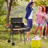 48" Steel Portable Backyard Charcoal BBQ Grill and Offset Smoker Combo with Wheels view 2