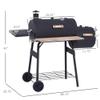 48" Steel Portable Backyard Charcoal BBQ Grill and Offset Smoker Combo with Wheels view 3