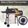 48" Steel Portable Backyard Charcoal BBQ Grill and Offset Smoker Combo with Wheels view 4