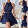 Katutude Women's Summer Dresses Flowy Layered Ruffle Skirt Halter Neck Sundress 2024 Spring Summer Casual Dresses Blue view 2
