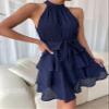 Katutude Women's Summer Dresses Flowy Layered Ruffle Skirt Halter Neck Sundress 2024 Spring Summer Casual Dresses Blue view 4
