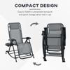 2 Pieces Outdoor Rocking Chairs, Foldable Reclining Zero Gravity Lounge Rocker with Pillow, Cup & Phone Holder, Combo Design with Folding Legs, Gray view 4