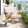 2 Pieces Patio Furniture Chairs, Set of 2 Outdoor Acacia Wood Sofa Set with Soft Seat for Garden, Backyard, Poolside, Bistro and Deck view 1