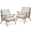 2 Pieces Patio Furniture Chairs, Set of 2 Outdoor Acacia Wood Sofa Set with Soft Seat for Garden, Backyard, Poolside, Bistro and Deck view 3