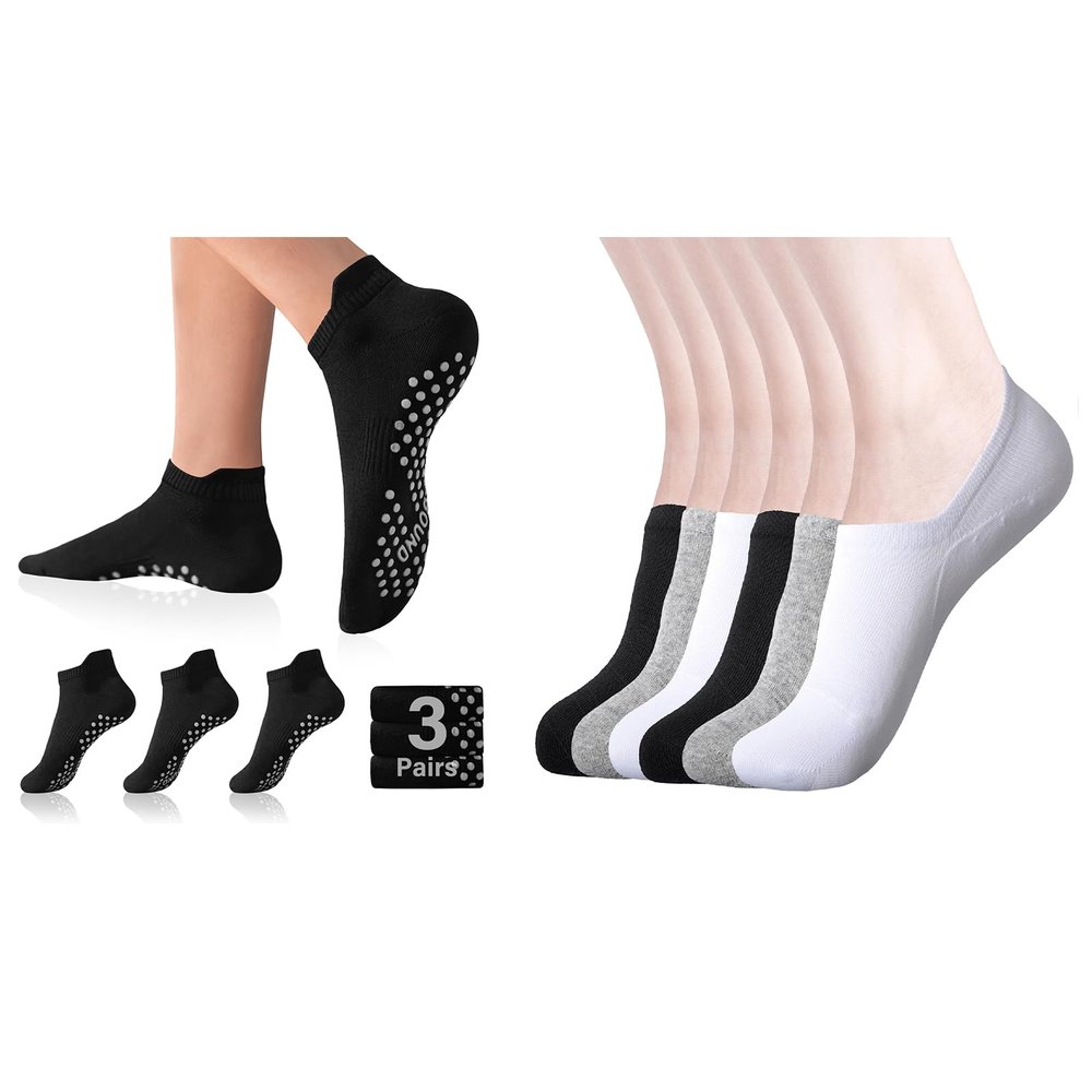 DIBAOLONG Womens No Show Socks Non Slip Flat Boat Line Low Cut Socks (6-12 Packs)