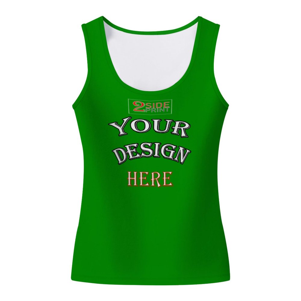 NineFit Basics Custom Tank Tops Woman Personalized Tank Tops with Logo Name Photo Design Your Own Print Scoop Neck Customized Sleeveless Shirt Green Medium