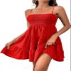 Women Summer Dresses Square Neck Spaghetti Strap Dress Casual Sleeveless Smocked Sundress A Line Tiered Beach Dress (B,S) view 1