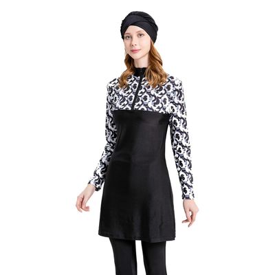 AFAVOM Muslim Swimsuit for Women Long Sleeve Burkini Islamic Full Cover Bathing Suit UPF 50+ Sun Protection Rash Guard Arabic Modest Swimming Suit Swim Top Pants with Hijab 3PCS Set Black M