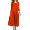 Generic Womens Long Sleeve A-Line Dress Casual Crew Neck Mini Tank Dress Loose Fit Long Flowy Swing Beach Party Sundress (3X-Large,Orange) view 1