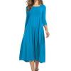 Generic Womens Long Sleeve A-Line Dress Casual Crew Neck Mini Tank Dress Loose Fit Long Flowy Swing Beach Party Sundress (Medium,Blue) view 1