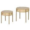 GOWE 2 Piece Wicker Patio Table Set, PE Rattan End Table Set, Outdoor Round Coffee Table Set, Multi-Functional, Slatted Metal Top, Brown view 1