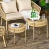 GOWE 2 Piece Wicker Patio Table Set, PE Rattan End Table Set, Outdoor Round Coffee Table Set, Multi-Functional, Slatted Metal Top, Brown view 2