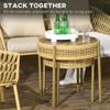 GOWE 2 Piece Wicker Patio Table Set, PE Rattan End Table Set, Outdoor Round Coffee Table Set, Multi-Functional, Slatted Metal Top, Brown view 4