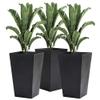 GOWE Set of 3 Tall Planters with Drainage Hole, Outdoor Flower Pots, Indoor Planters for Porch, Front Door, Entryway, Patio and Deck, Black view 1