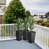 GOWE Set of 3 Tall Planters with Drainage Hole, Outdoor Flower Pots, Indoor Planters for Porch, Front Door, Entryway, Patio and Deck, Black view 2