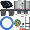 Gemscream Trampoline Accessories Kit, Trampoline Replacement Pad 14ft 6 Poles Safety Net 3 Step Ladder and Storage Bag 2 in 1 Basketball Hoop Dartboards (No Poles)