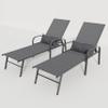 2 Pieces Set Outdoor Patio Swimming Pool Lounge Gray Color with Pillow view 2