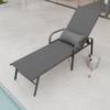 2 Pieces Set Outdoor Patio Swimming Pool Lounge Gray Color with Pillow view 3