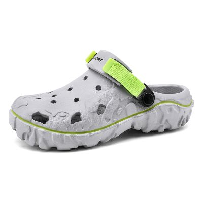 SECHRITE Mens Athletic Fashion Garden Clogs EVA Mules Slip on Waterproof Summer Water Beach Comfy Rubber Clogs Garden Shoes with Adjustable Back Strap Non Slip Shower Shoes Slippers Sandals Grey 41