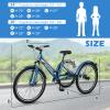 DoCred Adult Mountain Tricycle, 7 Speed Three Wheel Bikes, 24/26 Inch Adults Trikes for Women Men with Shopping Basket, Multi-Colors view 4