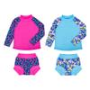 BIG ELEPHANT 2 Pcs Rash Guard Swim Diapers Sets for Unisex Baby, Boys Girls Long Sleeve Swimsuit with UPF 50+ Sun Protection view 1