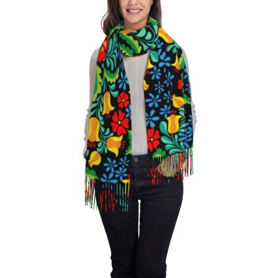 DKJlitter Women's Scarf Mexican Ornate and colorful vector ethnic pattern Cashmere-Feel Scarves Pashmina Shawls and Wraps for Wedding Party