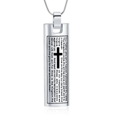 AIWENXI Vertical Bar Urn Necklaces for Ashes Dog/Cat Paws Print and Cross Memorial Cremation Jewelry Stainless Steel Human Ash Holder Pendant Necklaces Jewelry for Men Women