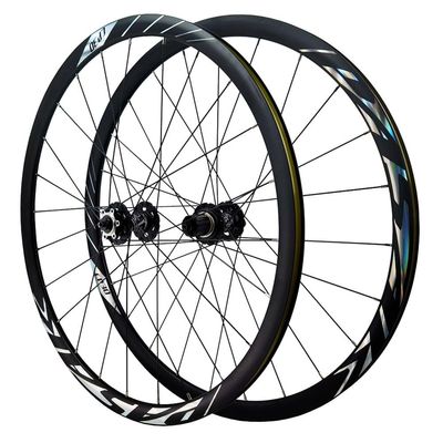 Road Bikes Wheels 700C XC Disc Brake Cross Country Wheelset Quick Release Aluminum Alloy Rim Hight 30mm Front and Rear Wheels 7/8/9/10/11/12 Speed Cassette 24 Holes (Size : Black)