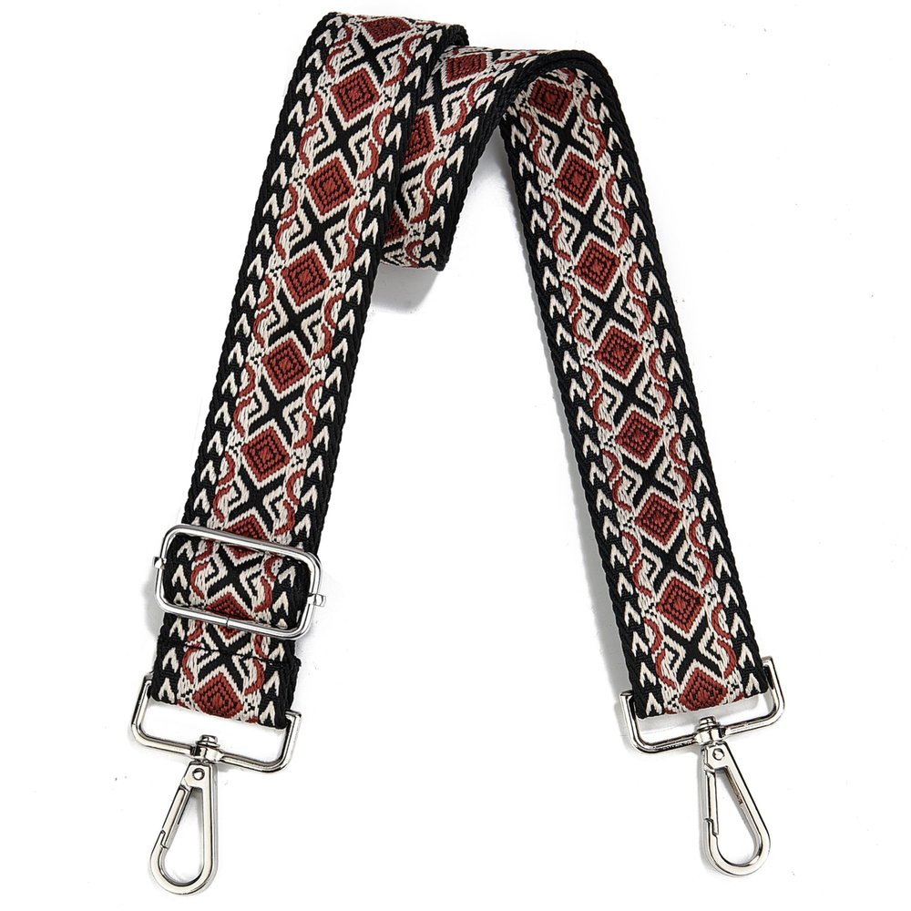 Crossbody Straps for Purses Silver Hardware Purse Strap Wide Shoulder Strap Adjustable Replacement,Retro Jacquard Embroidery for Shoulder Bags, Canvas Tote Handbags