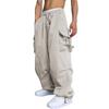 WZIKAI Men's Baggy Cargo Pants Casual Parachute Cargo Pants Loose Fit Hip Hop Harem Pants with Pockets Beige XXXL view 1