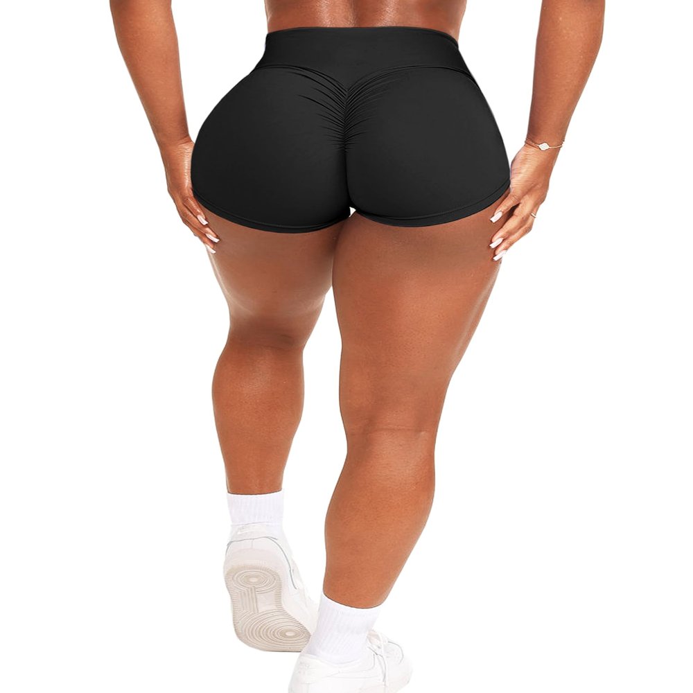 OZICERD Scrunch Butt Gym Shorts High Waisted Workout Biker Shorts Running Athletic Booty Shorts for Women Black XS
