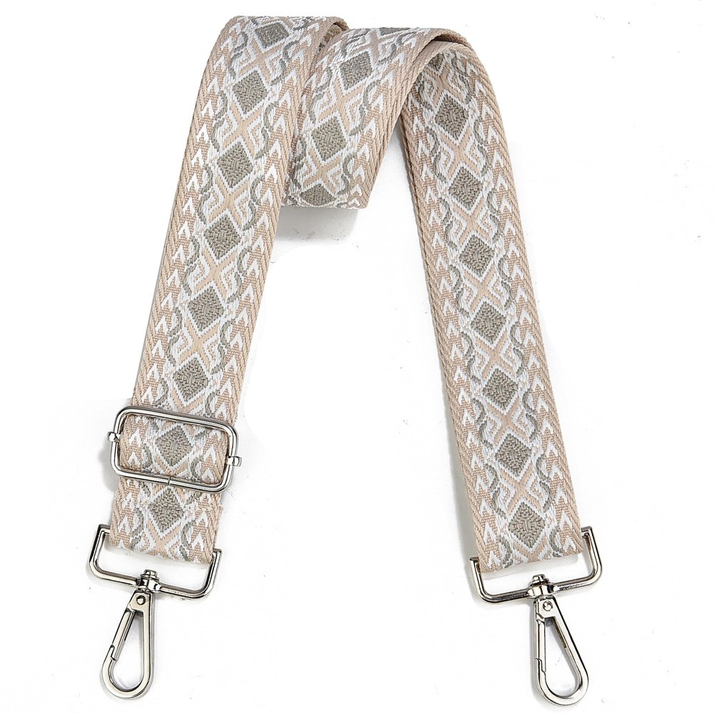 Crossbody Straps for Purses Silver Hardware Purse Strap Wide Shoulder Strap Adjustable Replacement,Retro Jacquard Embroidery for Shoulder Bags, Canvas Tote Handbags