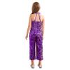 Linjinx Kids Girls Sparkle Romper Jumpsuit One-Piece Halter Neck Wide Leg Catsuit Pageant Birthday Party Purple 12 Years view 2