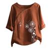 Cute Summer Tops for Women Cotton Linen Casual Short Sleeve Shirt Blouse Oversized Embroidered Floral Shirt view 3