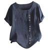 Cute Summer Tops for Women Cotton Linen Casual Short Sleeve Shirt Blouse Oversized Embroidered Floral Shirt view 1