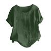 Womens Summer Tops Linen Cotton Casual Loose Shirt Short Sleeve Button Down Blouse Oversized Embroidered Floral Shirt view 1